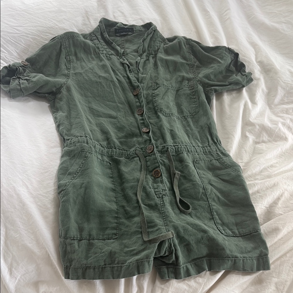 Green Button-Up Romper